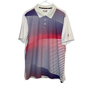 Fila Golf Athletic Fit Polo Shirt Striped Purple Red White XL‎